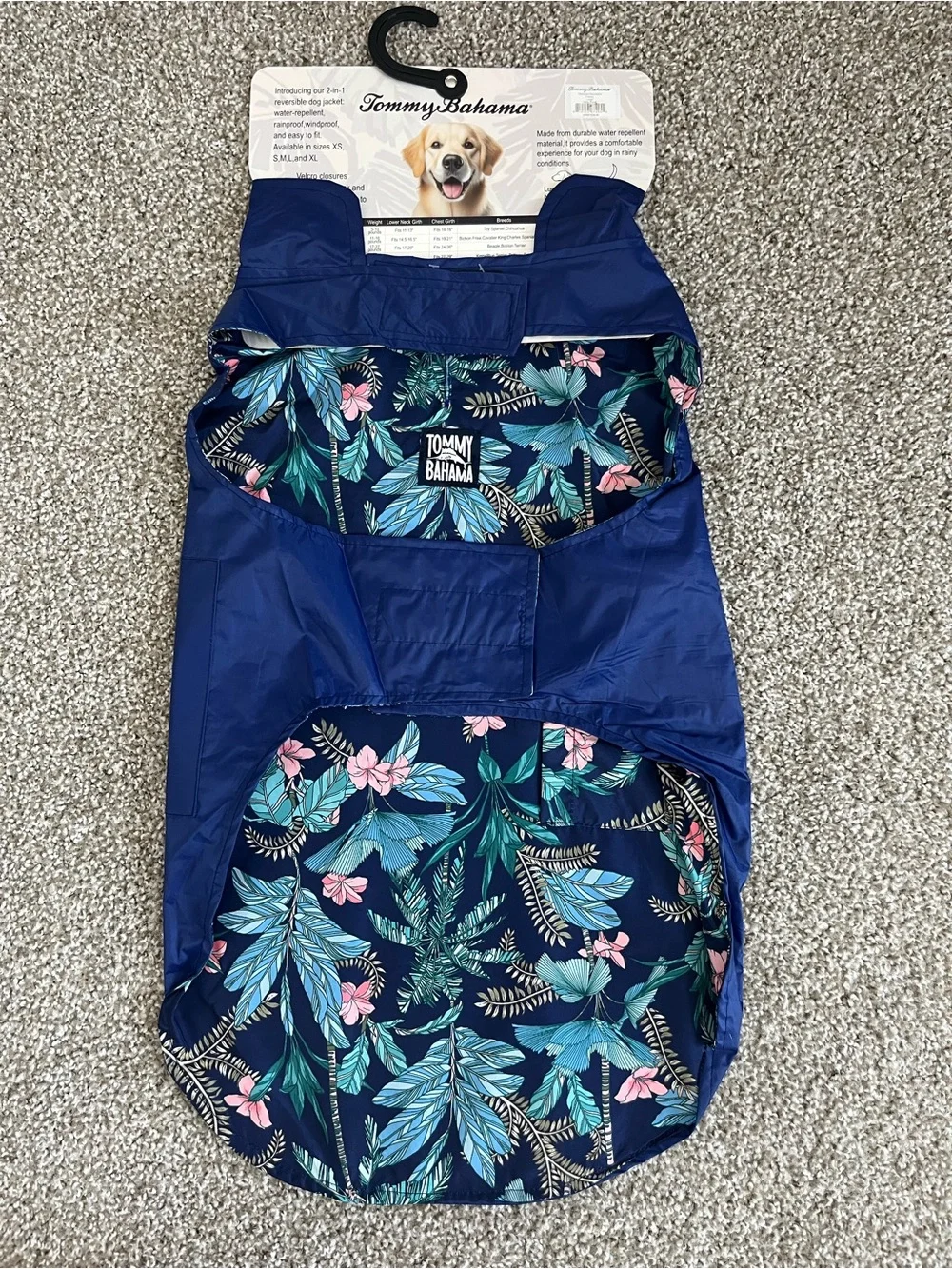 Tommy Bahama Blue Reversible Dog Rain Jacket